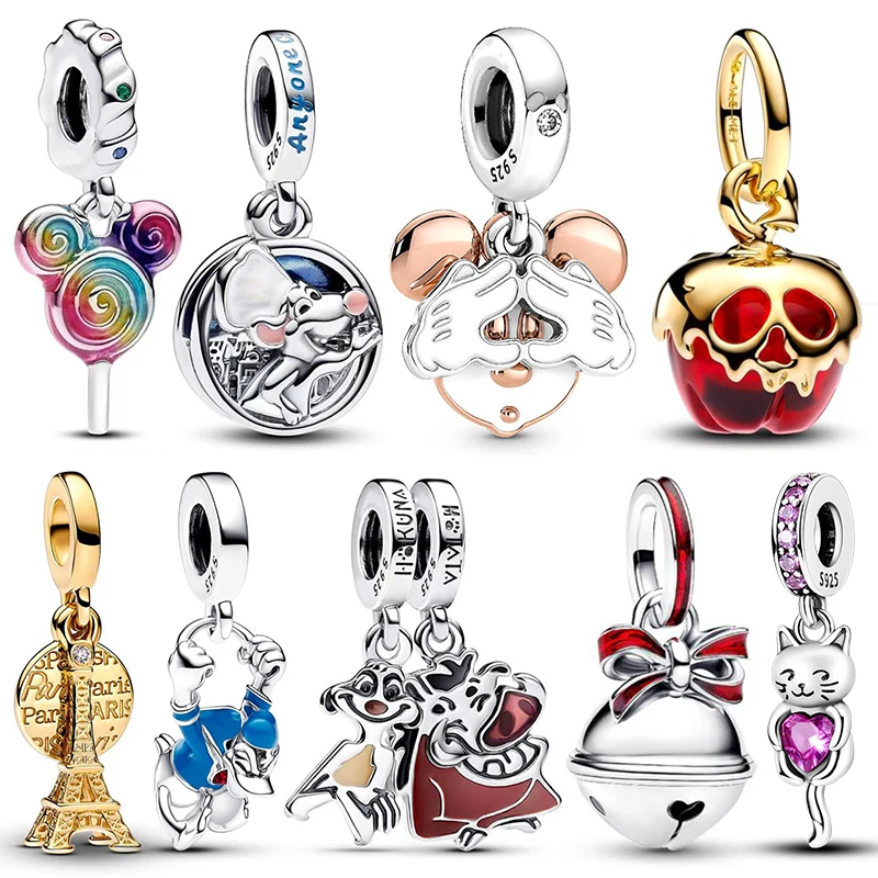 

Подвеска-шарм Disney Lollipop с Микки и Белл, бусины-шармы, подходят для браслетов и ожерелий 3 мм, для женщин, роскошные украшения для самостоятельного изготовления
