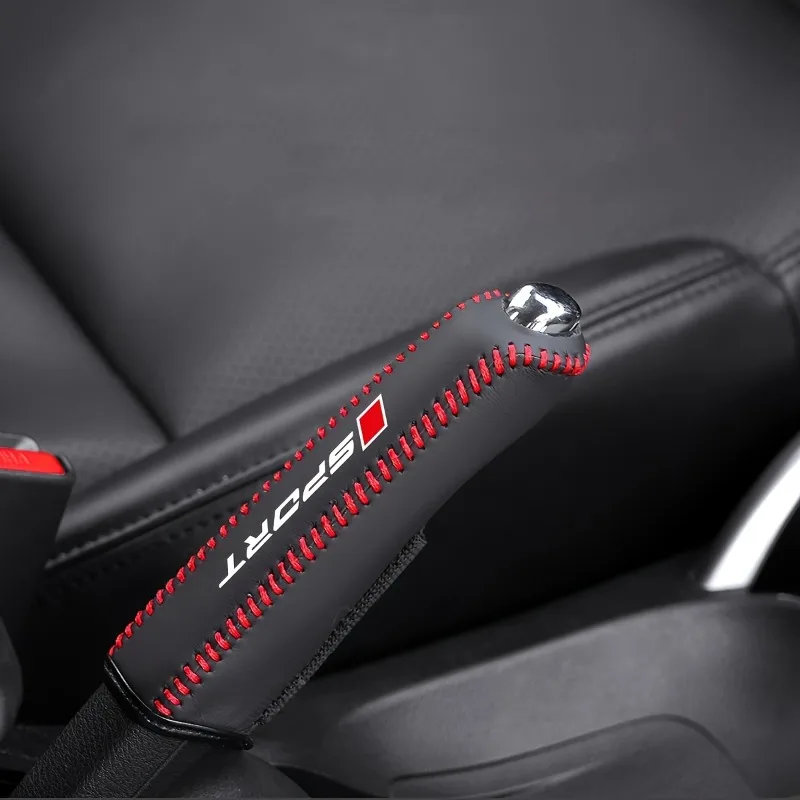 X1 Auto-Handbremsenabdeckung aus PU-Leder mit Sportlicher Exquisiter Naht Handbremshebel-Schutzabdeckung Innenausstattung Zubehör – Detail 4