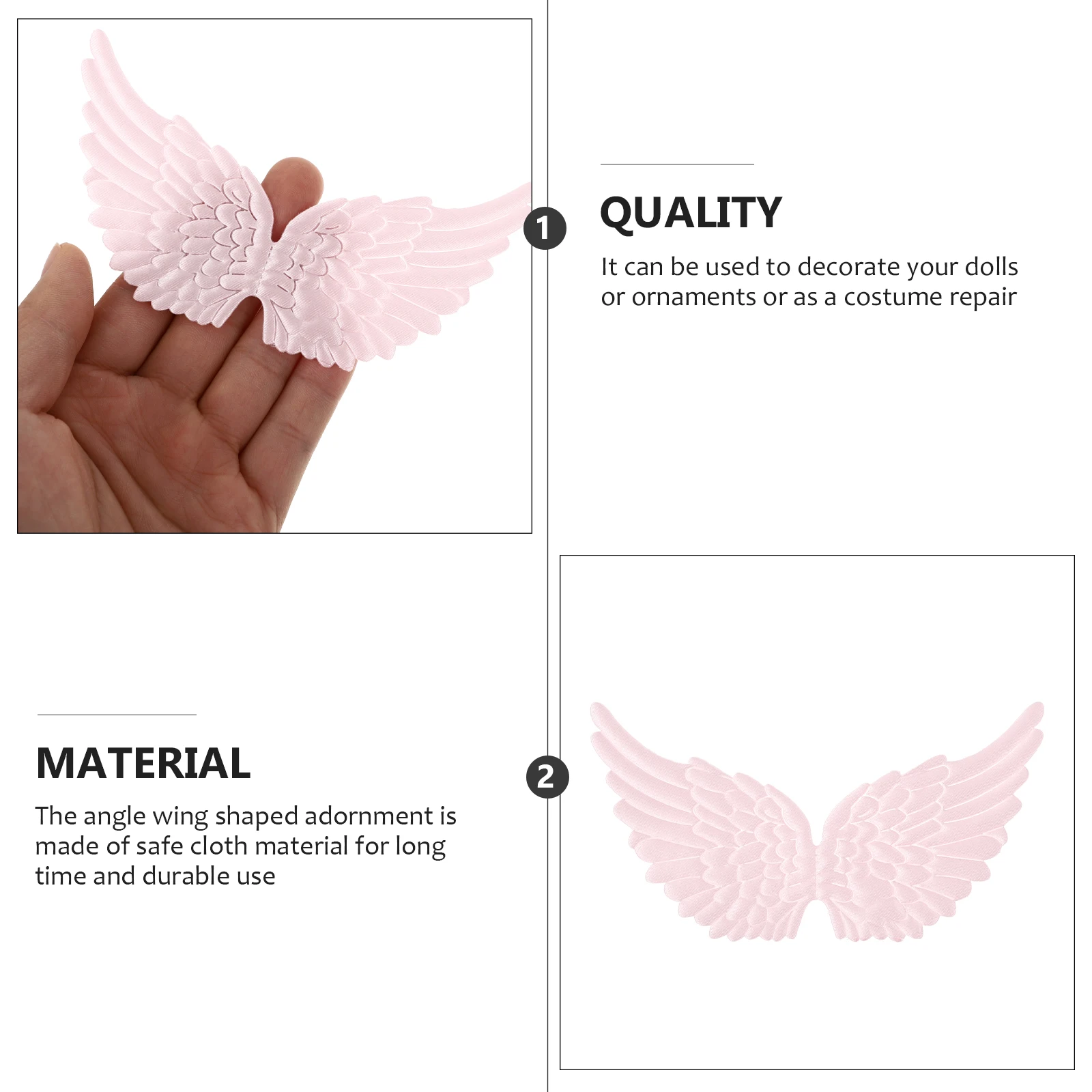 

18pcs Angel Wing Shaped Adornments Cloth Diy Decorations Party Accessories Christmas Crafts Bag Pendant Storage Organizer