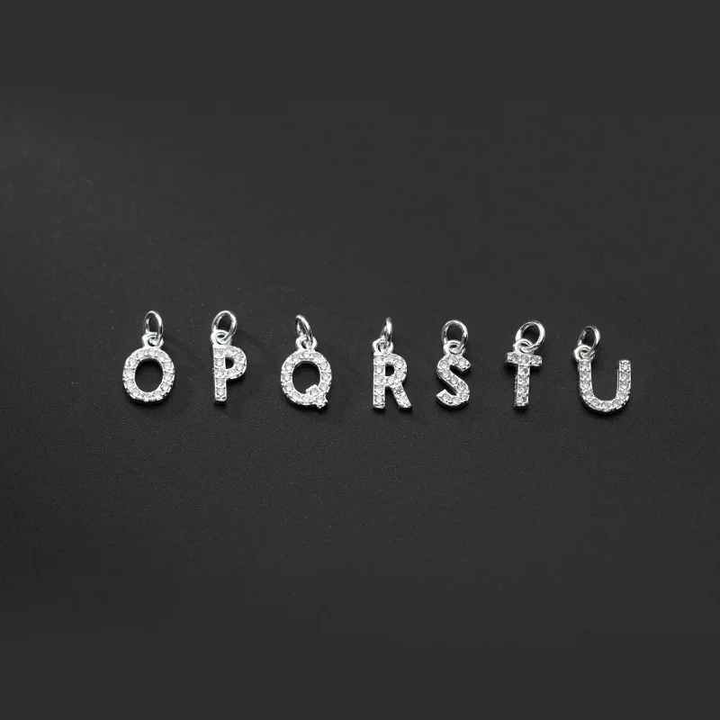 100% Real Sterling 925 Silver Accaccessories Zircon Letters Charm Pendant For Bracelets and Necklaces Key Diy Material view 5