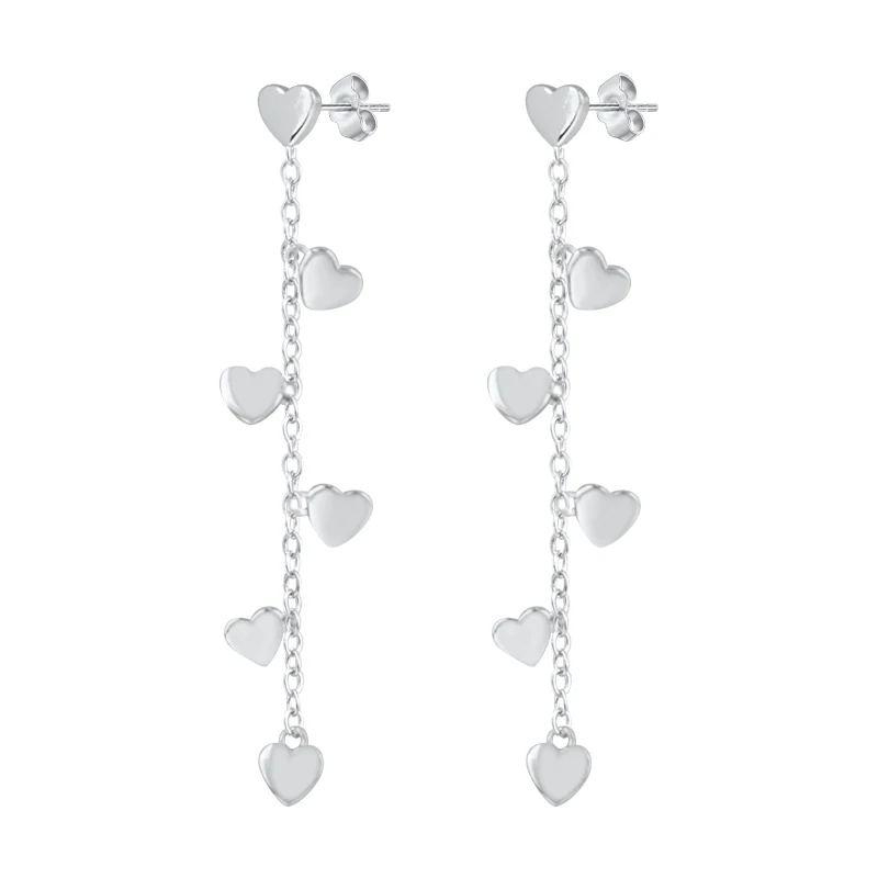 

925 Sterling Silver Needle Sweet and Romantic Multi-heart Chain Pendant Earrings Women's Wedding Valentine's Day Gift Jewelry