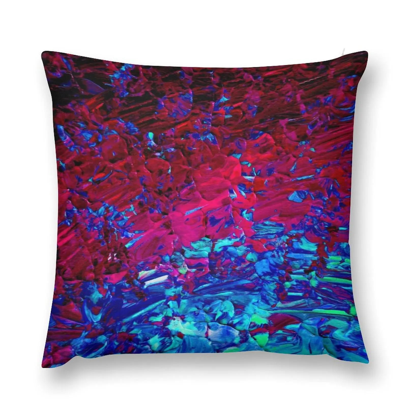 ETERNAL TIDE Bold rich Colorful Deep Purple Fuchsia Magenta Turquoise Royal Blue Ombre Waves Abstract Acrylic Paint Throw Pillow