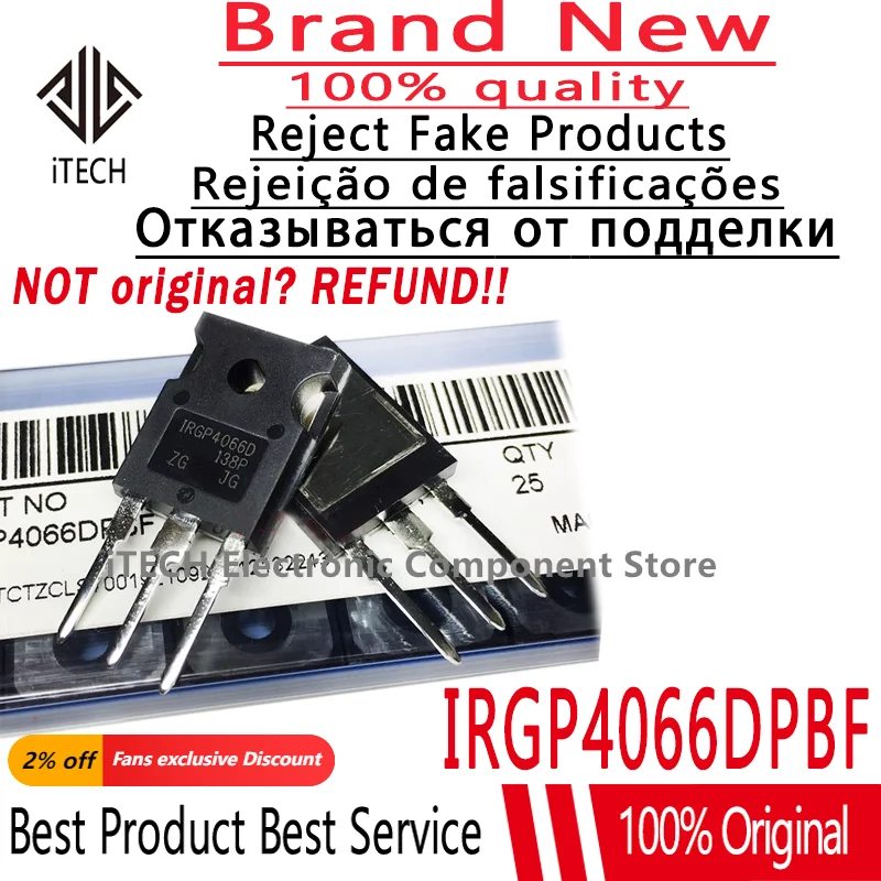 

(10-50-100)pcs/lot Original IRGP4066DPBF IRGP4066D TO-247 600V 140A IGBT 100% New and Genuine