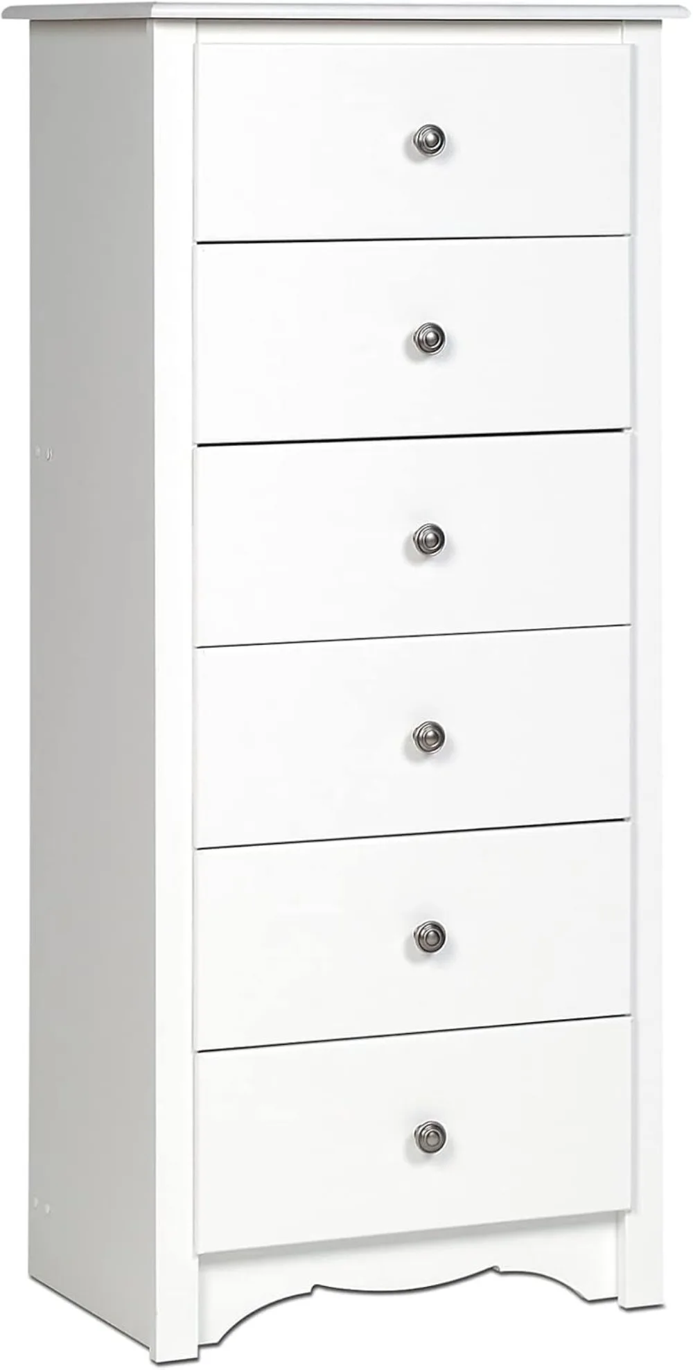 

Prepac Monterey 6 Drawer Tall Chest for Bedroom, Dresser, 17.75" D X 23.25" W X 53" H, White