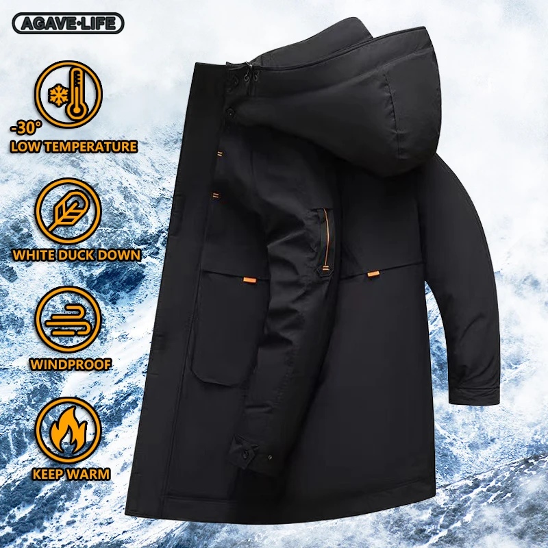 

2023 New Winter White Duck Down Coats Men Solid Parkas Couple Stand Collar Warm Thick Jacket Male Detachable Hat Casual Jackets