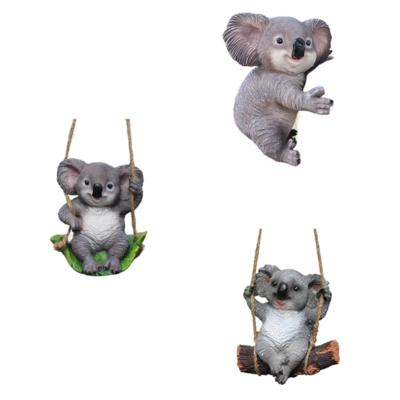 

Koala Figurine Cute Resin Swing Animal Resin Statue Table Ornaments Outdoor Statues For Garden Lawn Backyard Tree