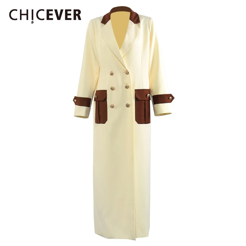 

CHICEVER куртка с цветными блоками и карманами, женская куртка с лацканами и длинными рукавами, свободные темпераментные элегантные женские куртки, осенняя мода, новинка