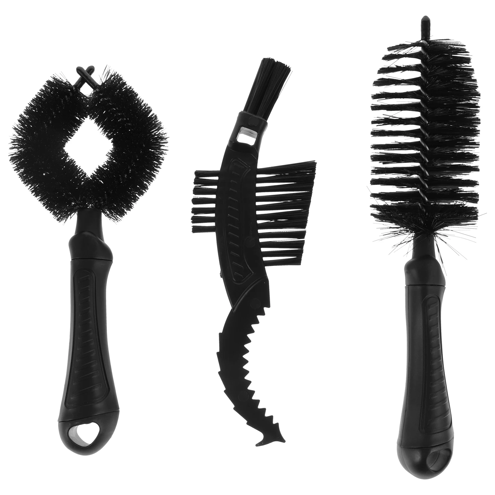 مجموعة فرش سلسلة الدراجة المريحة المكونة من 3 قطع أداة بلاستيكية قابلة لإعادة الاستخدام شديدة التحمل لتنظيف سلسلة الزاوية الكاملة المتوافقة مع جميع الدراجات