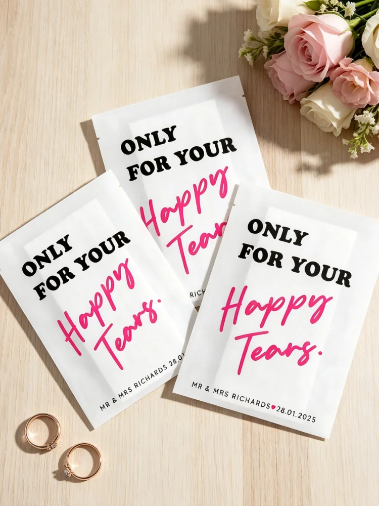 

No Ugly Crying Wedding Confetti Tissue Packets Personalised Happy Tears Custom Wedding Guest Keepsakes