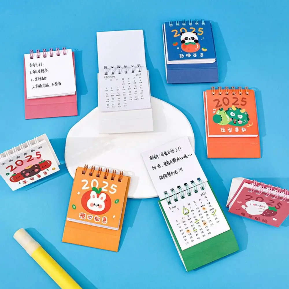 Cartoon Fruit 2025 Calendar Mini Cute Fruit Text Calendar Schedule Planner Agenda Organizer Mini Desktop Calendar Home Decor