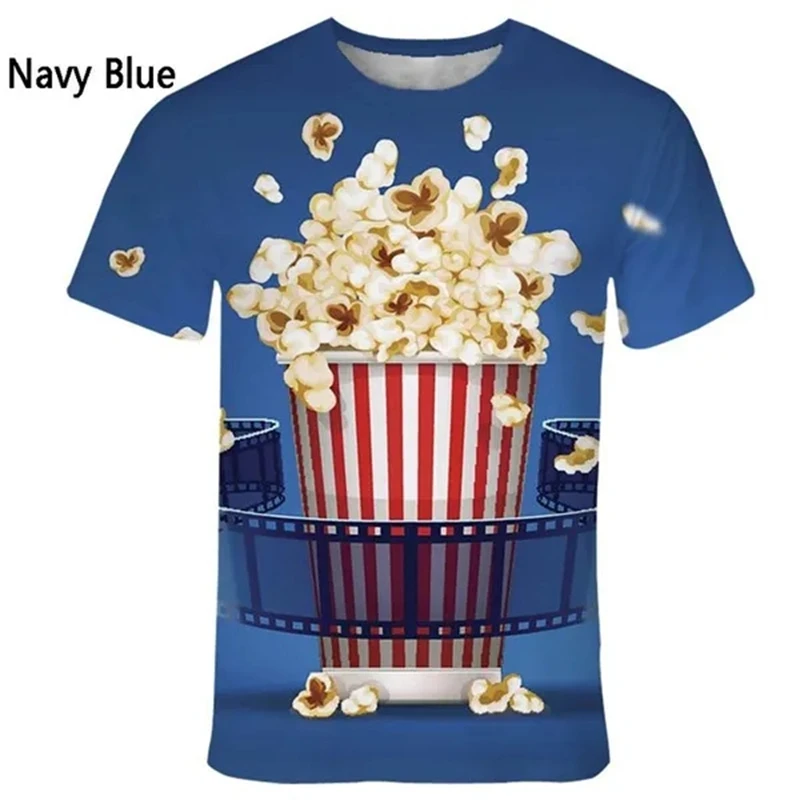 New Fashion Popcorn 3D Printed Funny T Shirts Men\'s And Women\'s Clothing Summer Short Sleeve T-Shirt Unisex Streetwear Tops Tees