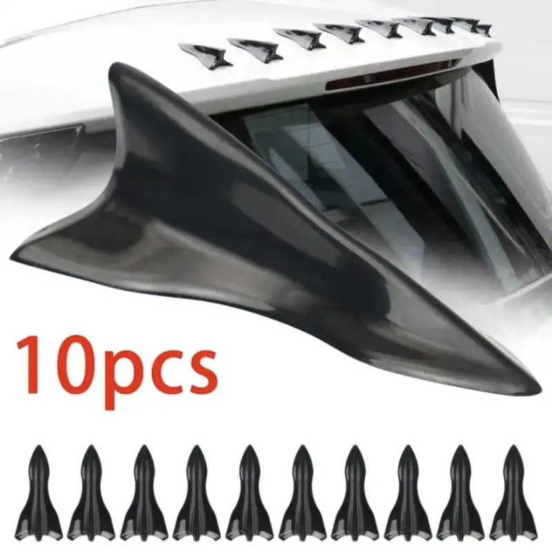 10Pcs Universal PU Hinten Dach Shark Flossen Spoiler Flügel Kit Auto Dach Spoiler Stoßstange Spoiler Shark Fin Diffusor Vortex generator