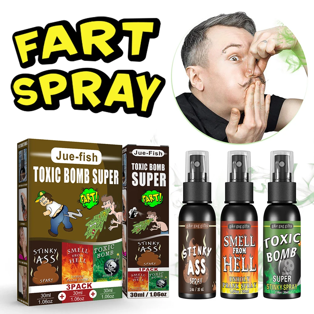 3pcs Potent Ass Fart Spray Toxic Bomb Stinky Ass & Smell From Hell 30ml Stink Spray Kit Fart Spray Extra Strong for Adults Kids