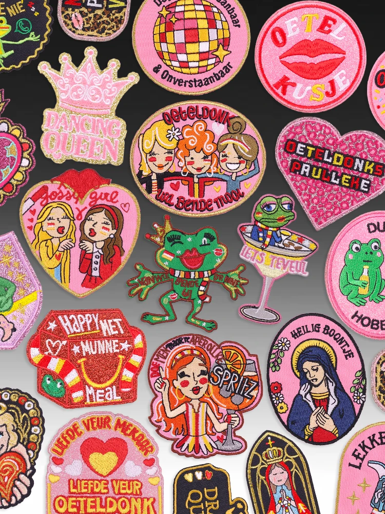 Patch brodé en forme de grenouille du carnaval néerlandais, emblème d'Oeteldonk, Pays-Bas, à coller sur les vêtements, à repasser, pour décorer