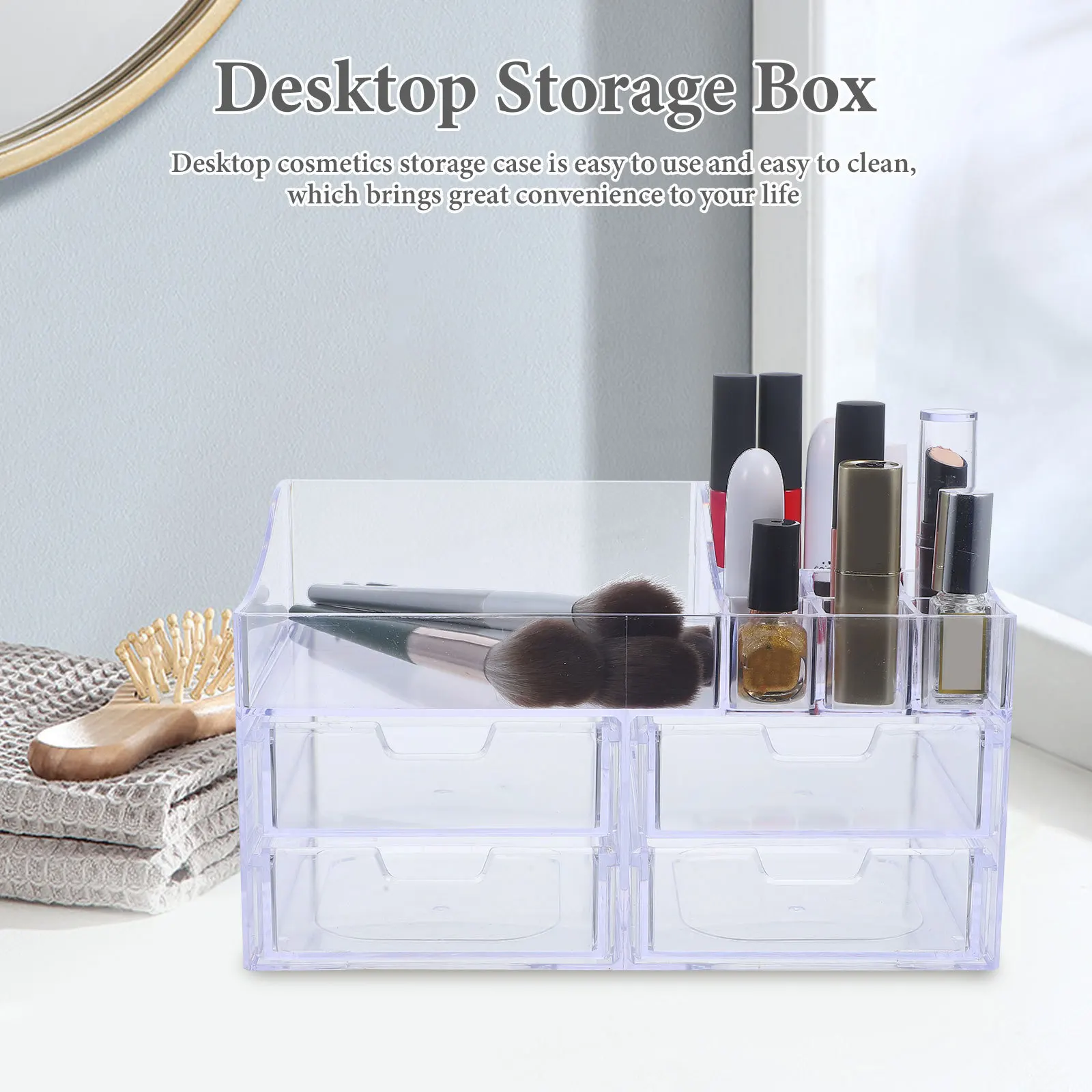 

Multi-Layer Makeup Organizer Storage Box Desktop Drawer Case for Countertop Vanity Desk Sundries Perfume Brush