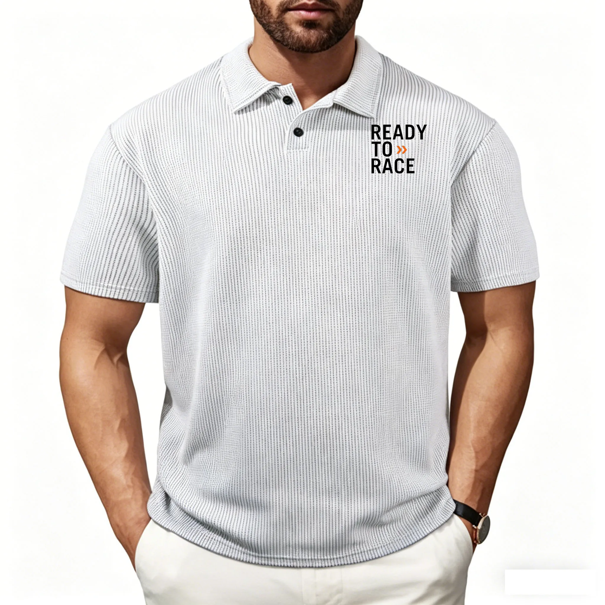 Ready to race New Men's Short Sleeved Bone Flower print POLO Shirt Business Fashion Casual Breathable Summer Versatile Top