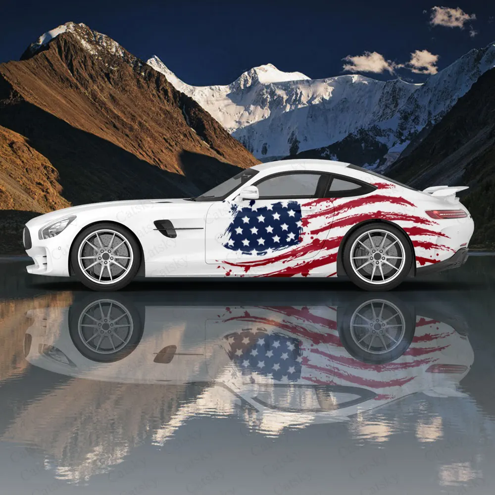 American FlagPattern Car Body Sticker Itasha Vinyl Car Side Decal Sticker Body Sticker Car Decor Sticker Car Protective Film