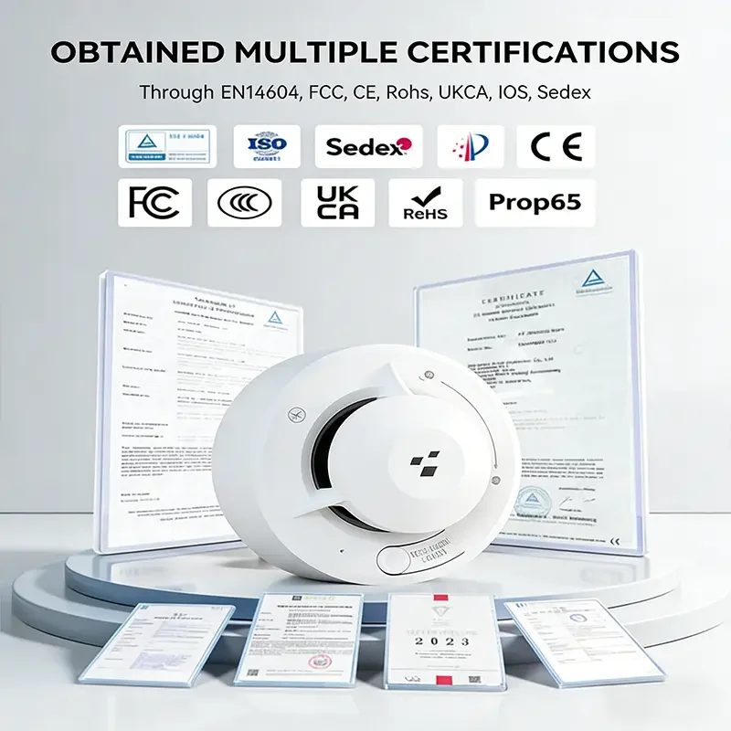 Tuya Wifi Smart Smoke Detector Photoelectric Sensor Fire Alarm 85dB with AA Batteries Compatible with Tuya App for Home Security