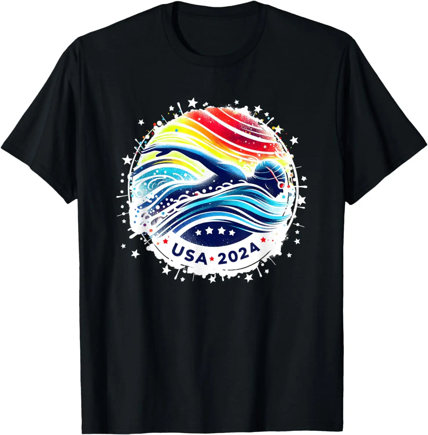 

USA 2024 Summer Games Swimming America Swimming 2024 USA T-Shirt