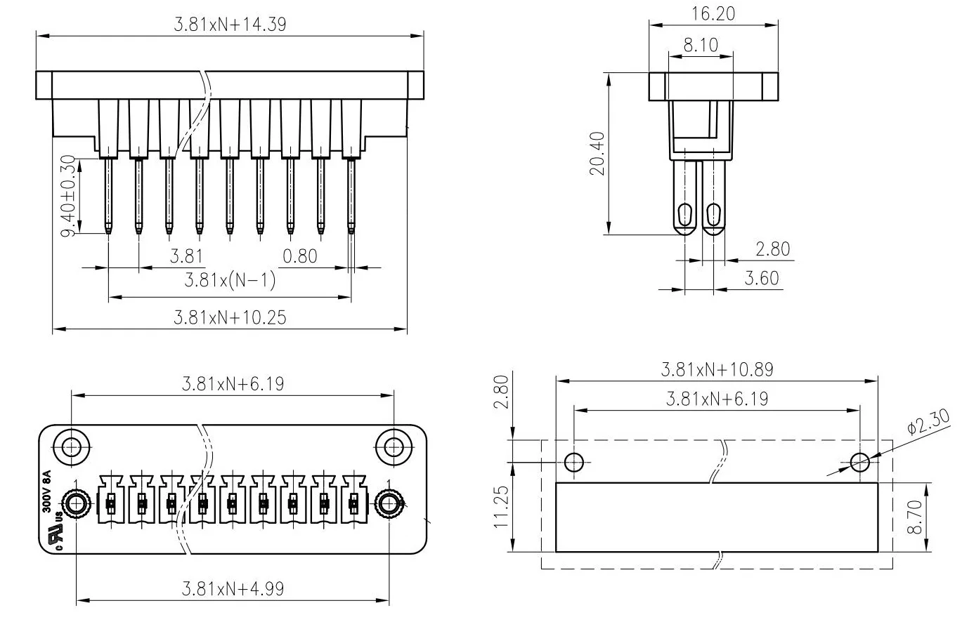 10PCS  3.81mm Pitch pluggable terminal connector 15CDGV 3.81 KF2EDGWB ECHP381V