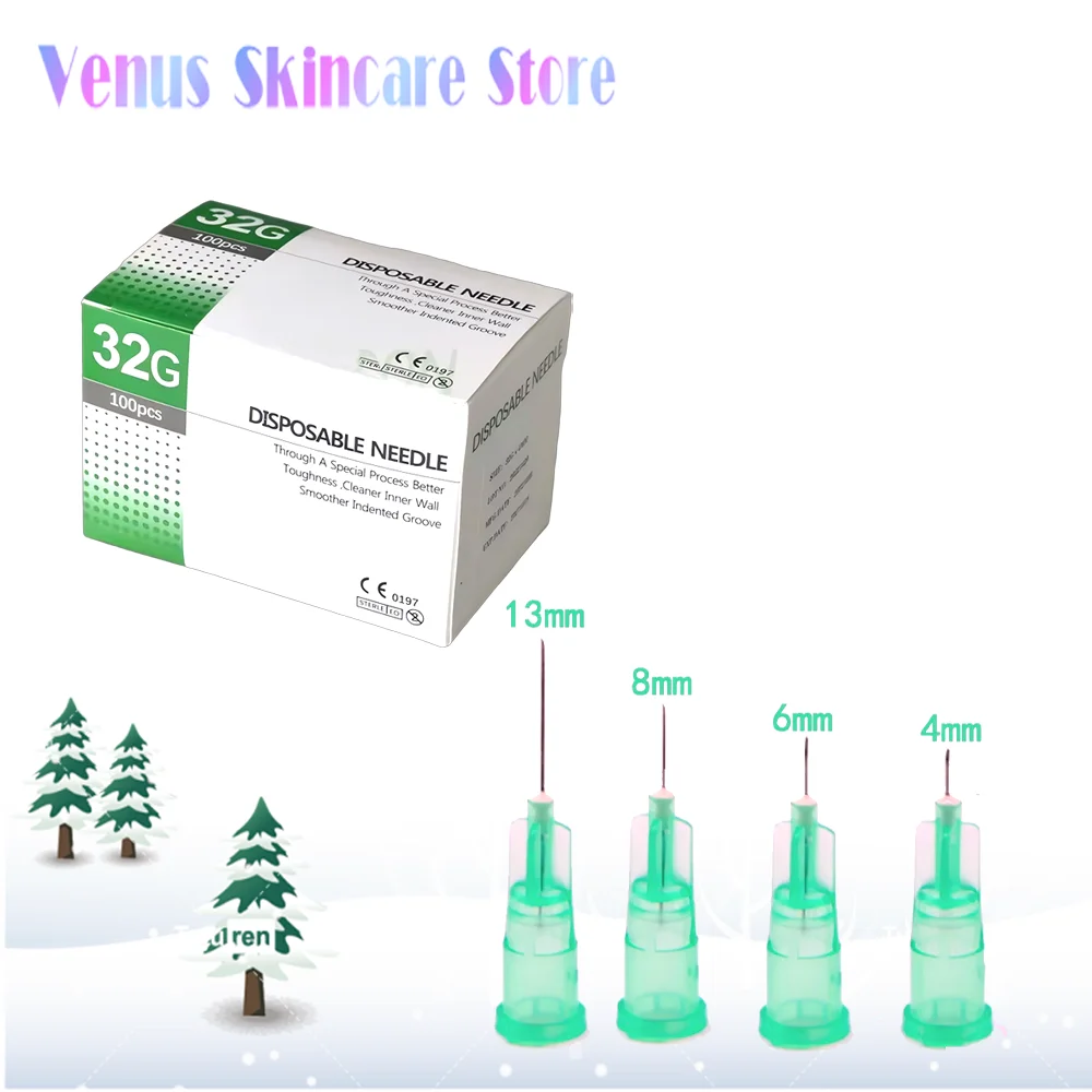 

100pcs Painless small needle painless beauty ultrafine 31G 4mm/6mm , 32G 8mm/13mm syringes Korean Needles Eyelid Tools