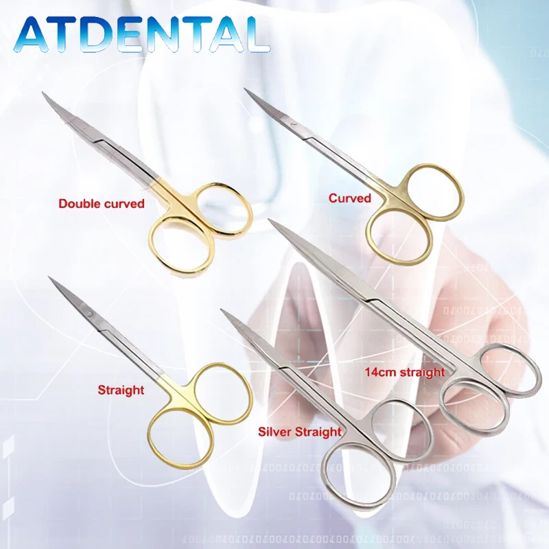 

Curved Dental Surgical Scissors Gold Bathed Cable Professional Ophthalmic Scissors for Dentist Surgery