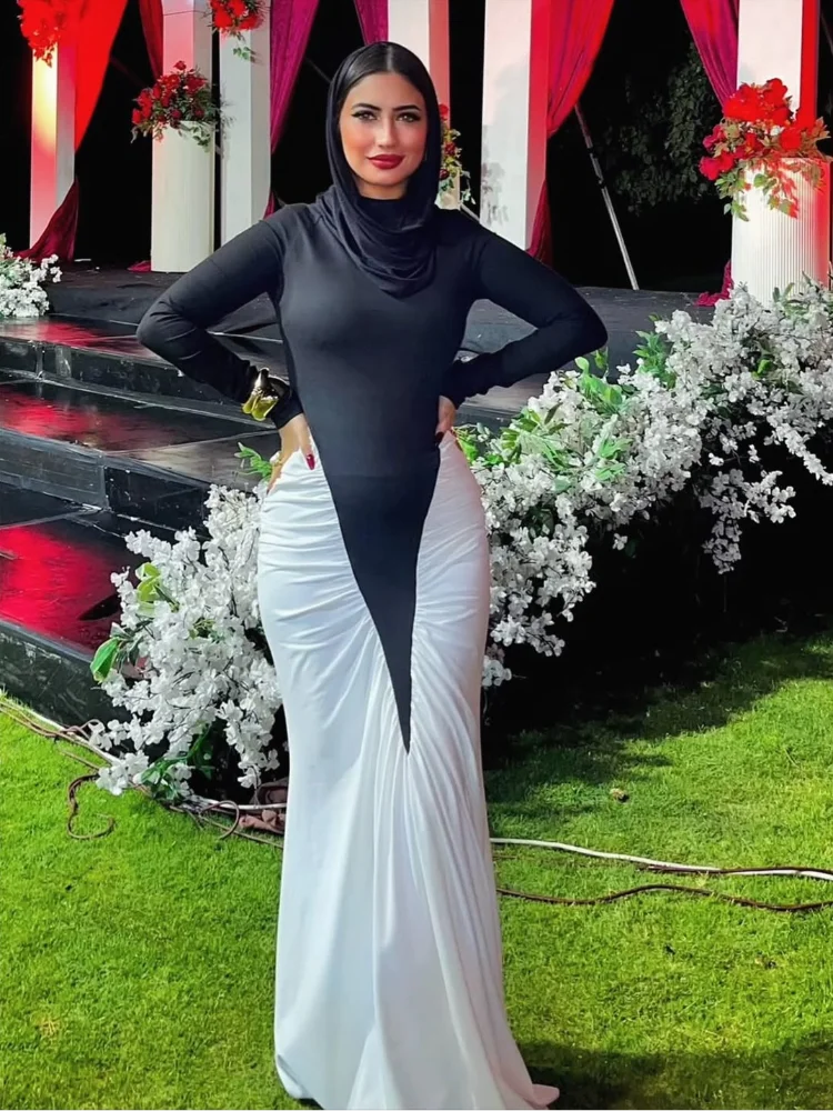 

Женское облегающее платье с длинными рукавами и длинными рукавами, водолазка с длинным рукавом и высокой талией, тонкие длинные платья, женское повседневное уличное платье