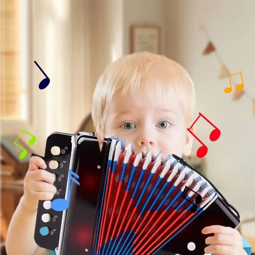 7 Keys 3 Air Button Kids Baby Accordion 7 Keys 2 Bass Portable Educational Toys ABS Mini Playing Musical Instruments