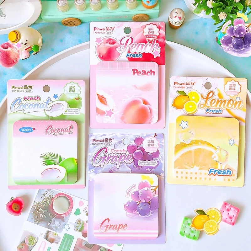 24pcs/lot Kawaii Lemon Peach Grape Fruit Memo Pad Sticky Notes Cute N Times Stationery Label Notepad Bookmark Post School Supply