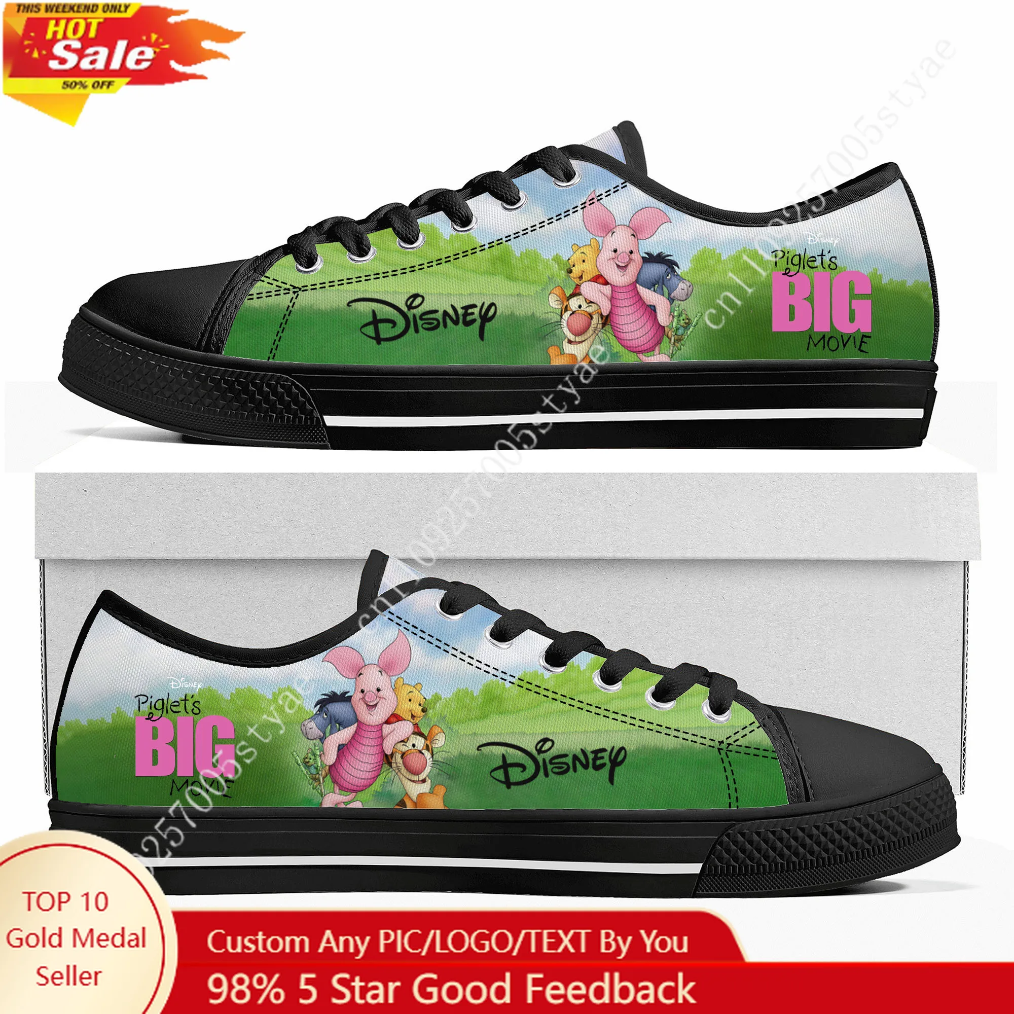 

Кроссовки Disney Winnie The Pooh Piglet, низкие, высокого качества, мужские и женские, из канваса, повседневные, на заказ