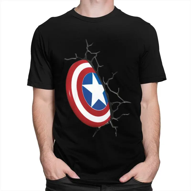 Custom Captain America Shield T Shirt for Men Tshirt Casual Tees T-shirt Slim Fit