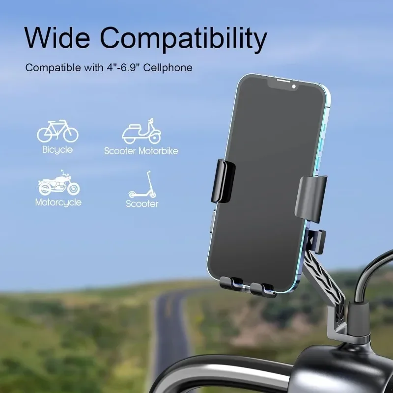 Universal Bike Phone Holder 360° Rotatable Phone Holder Handlebar Stand One Hand Operation GPS Clip for Motorcycle ATV Scooter