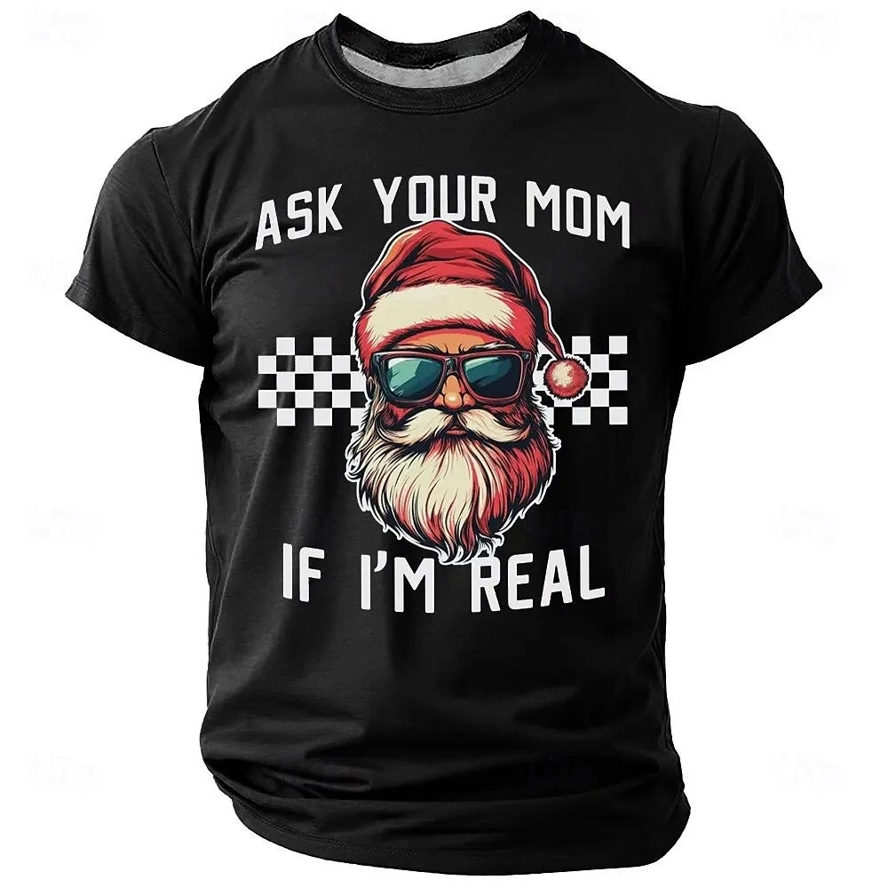 

Fashion Cool Santa Clause T-Shirt For Men All Season Casual Comfortable O-Neck Tees Novelty Christmas Theme Short Sleeve Clothes
