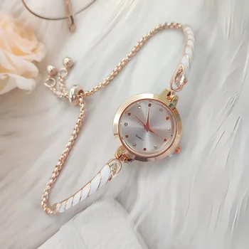 Montre à bracelet en PU réglable pour femme, perceuse colorée, bande fine, ronde, à la mode, nouveau