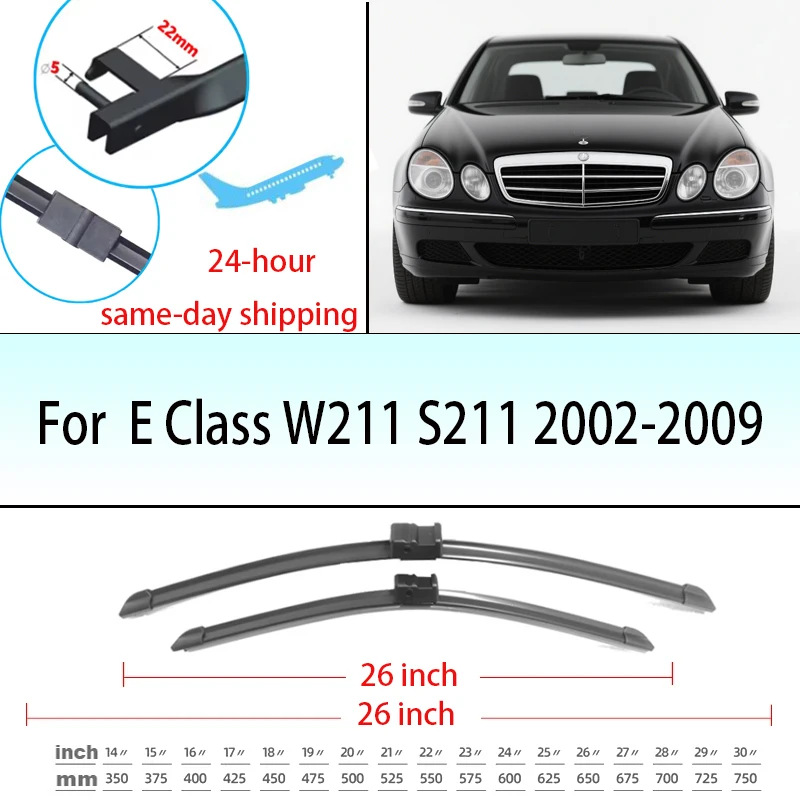 

Для Mercedes Benz E Class W211 S211 2002-2009 2008 2007 щетки стеклоочистителя переднего стекла 2 шт. аксессуары ветровое стекло 26 + 26