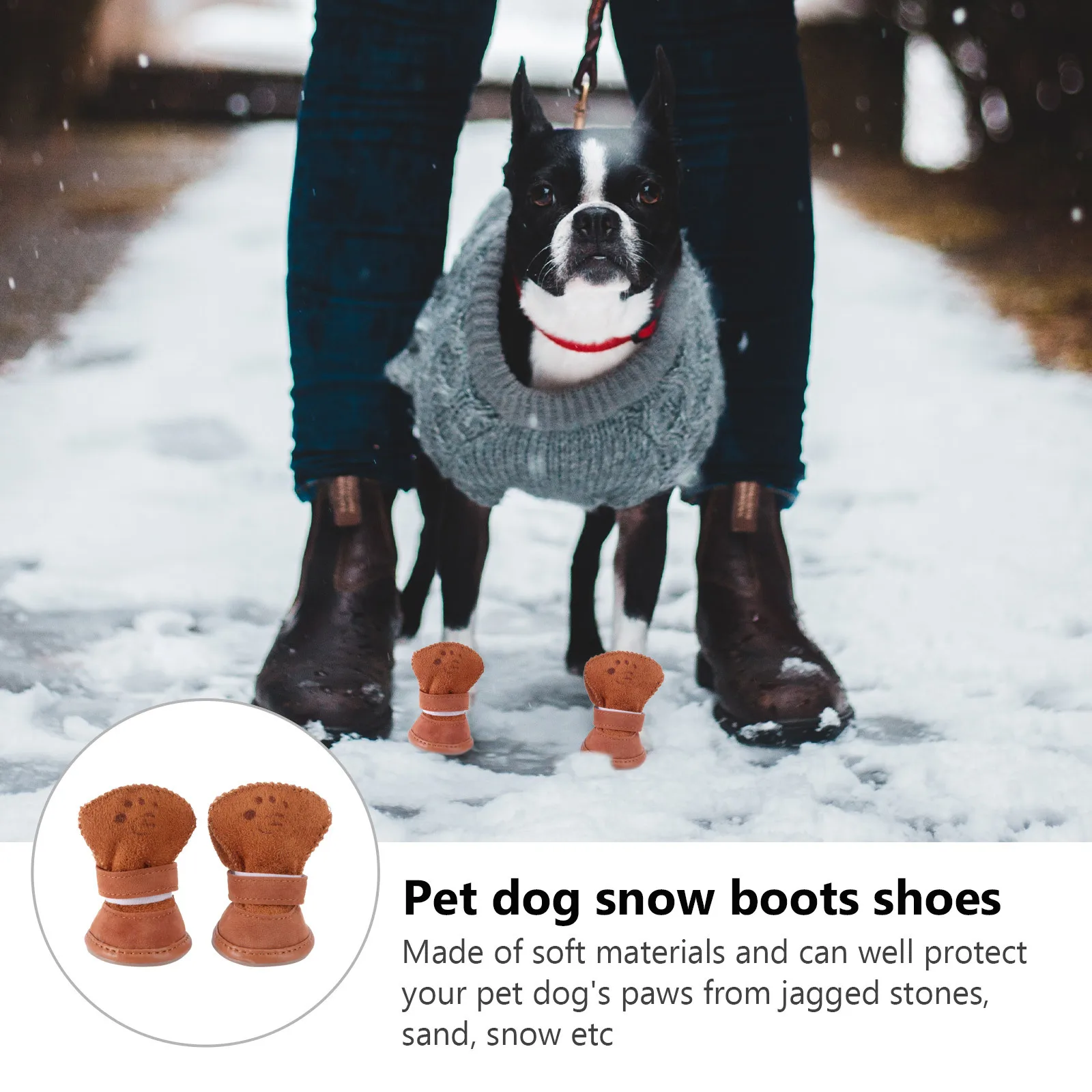 

4Pcs Dog Puppy Lamb Fleece Snow Boots Warm Winter Outdoor Anti-Slip Casual Shoes Size Xxl Coffee Pet Dog Shoes