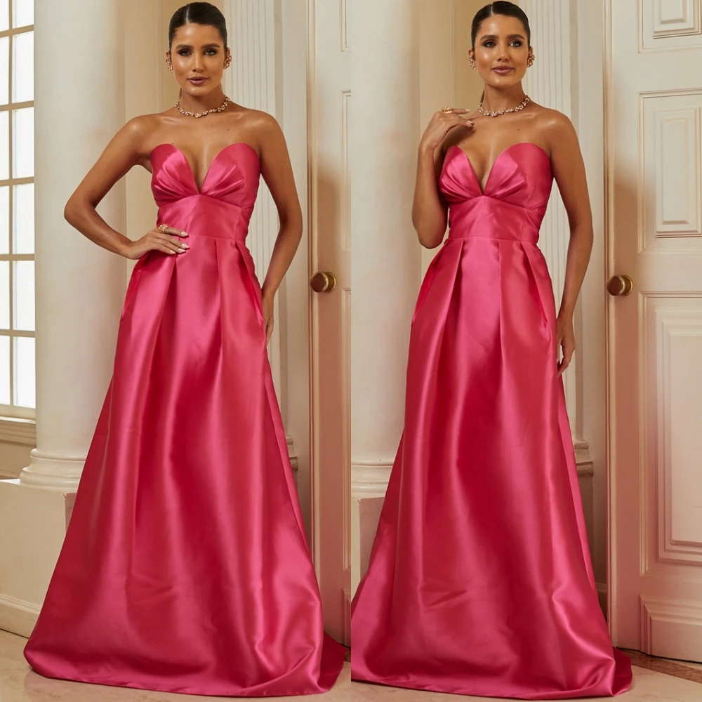

Customized Graceful Sweetheart Satin Evening Dress Exquisite Sleeveless Homecoming Dress Temperament Special Occasion Gowns