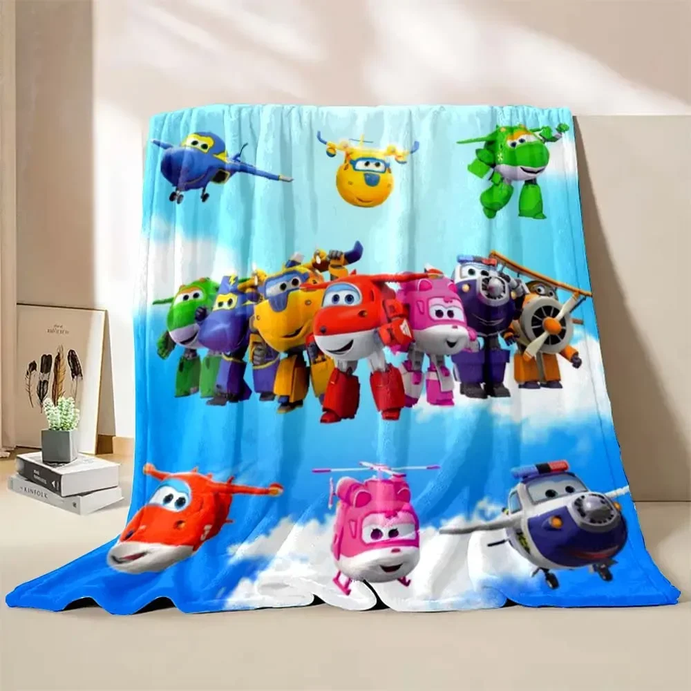 Cute Cartoon Child Blanket Super Wings Children's Luxury Blanket Portable Home Travel Camping Blanket Birthday Gift