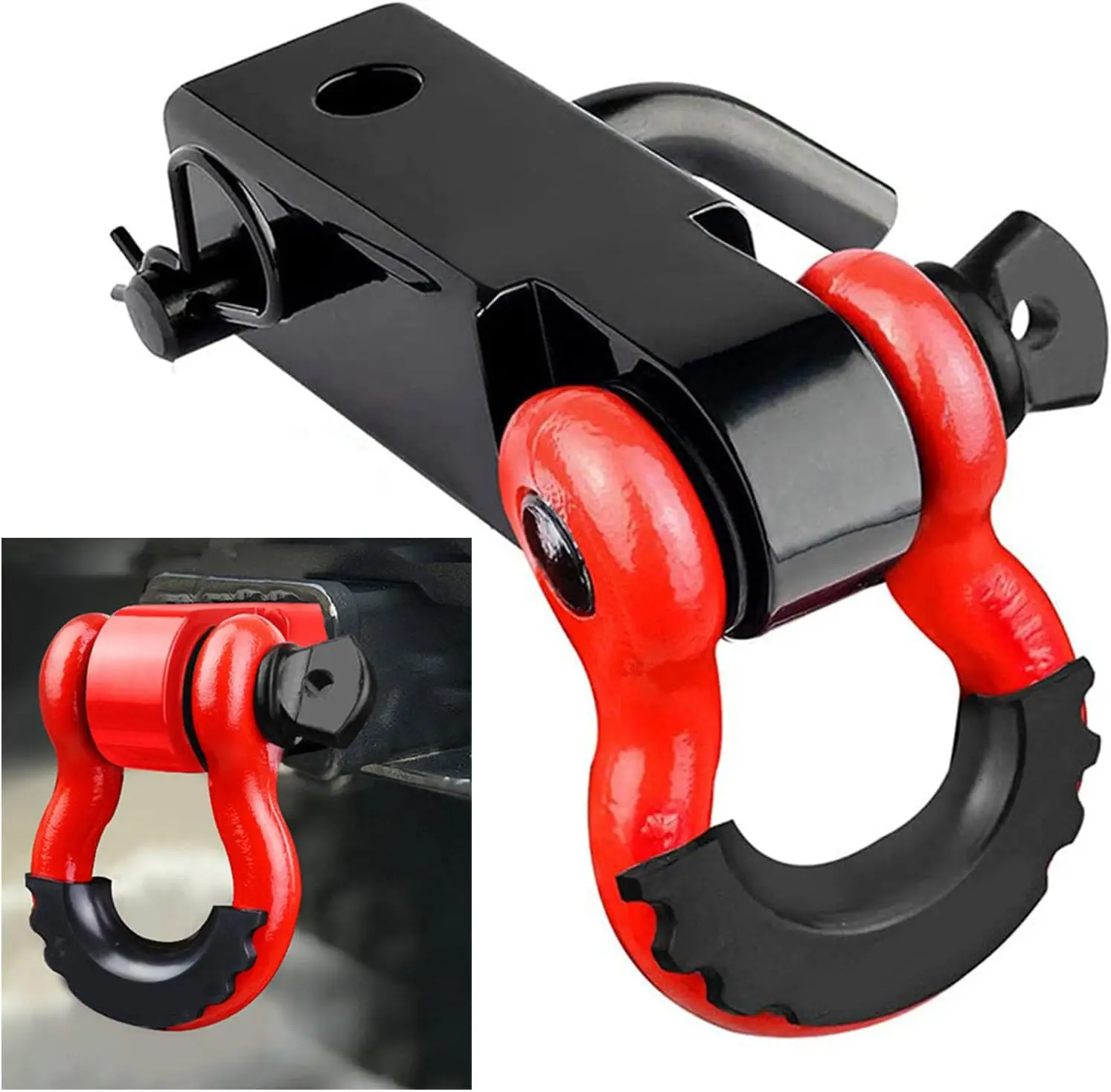 Tow Hitch Receiver 2,Strength Shackle Hitch Receiver,3/4 D Ring Shackle, Towing Accessories for Truck Trailer Recovery Off-Road