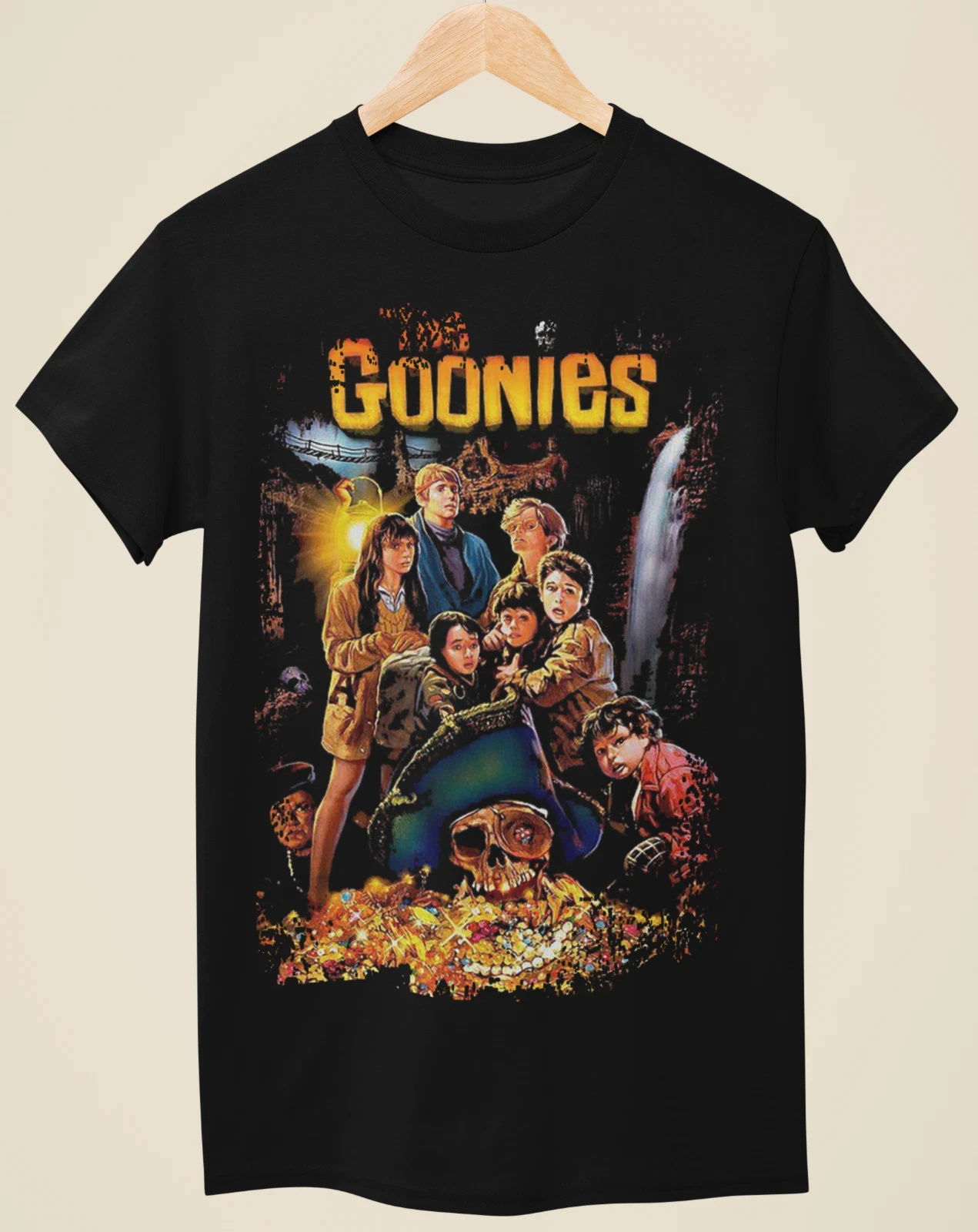 Camiseta masculina americana The Goonies Movie verão nova moda retrô masculina e feminina top de manga curta