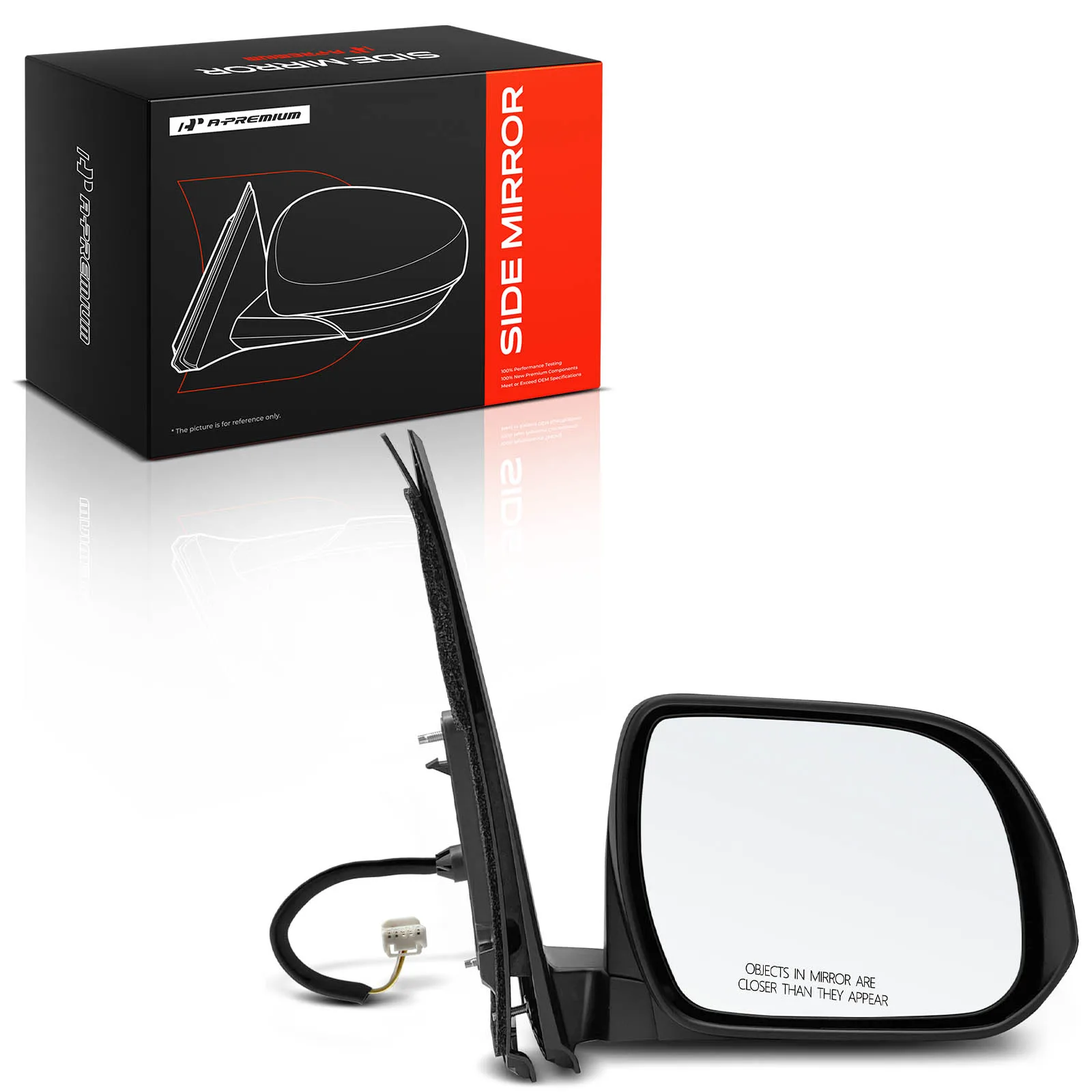A-Premium Passenger Side Power Door Mirror for Toyota Sienna 2011-2014 Manual Folding Black
