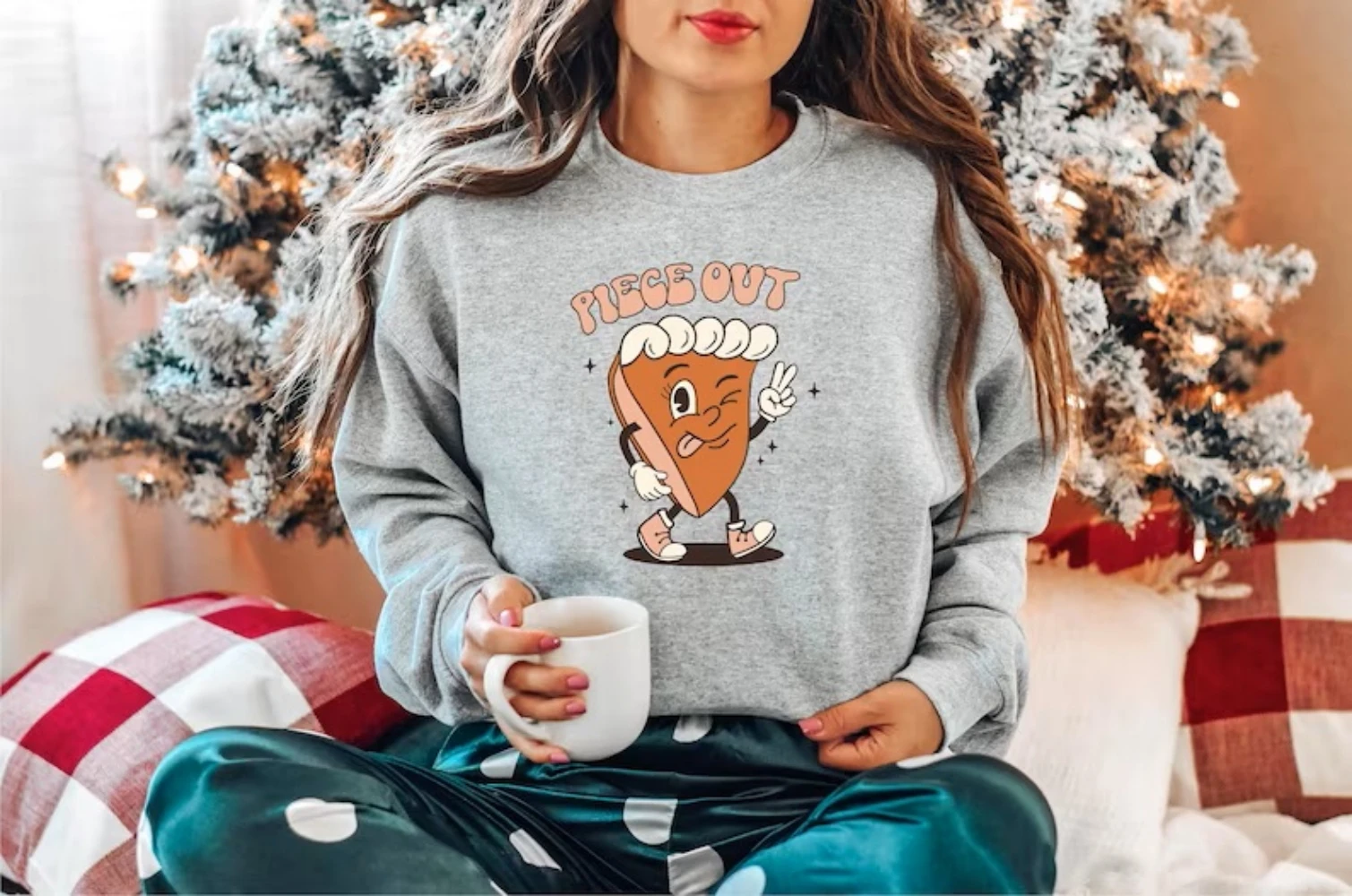 

Piece Out Pullover Top Retro Thanksgiving Matching Shirt Pumpkin Pie Funny Cute Y2k Kawaii Clothes Womens Crewneck Sweatshirt