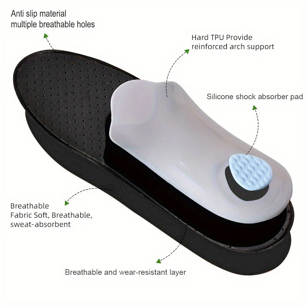 1/3Pairs Arch Support Insoles Artificial Leather Orthopedic Shoes Sole Breathable And Wear-resistant Insoles Suitable Flat Feet