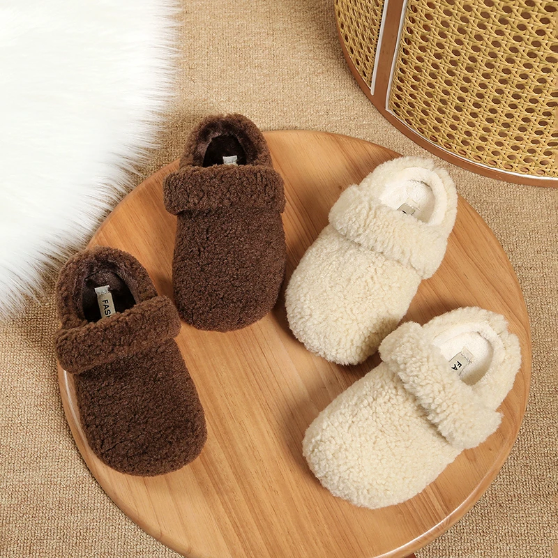 Children Slippers Winter Home Mules Slippers Children Casual Cover Toe Flats Slides Girl Comfort Warm Cotton Kids Shoes for Girl
