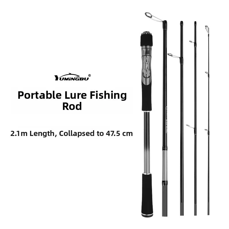 ultra-hard-carbon-fishing-rod-5-sections-mh-tune-multi-section-long-casting-lure-rod-travel-fishing-pole-lightweight-portable