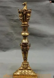 Tibet Brass Phurpa Talismans Dragon Hayagriva Statue Phurba Dagger Holder