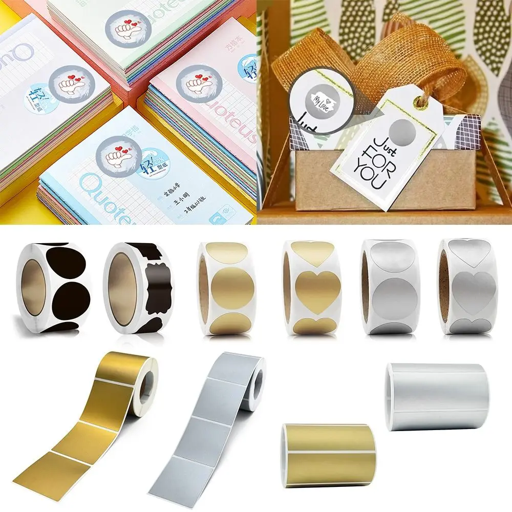 300pcs/Roll 2.5cm Scratch Off Stickers Self-adhesive Waterproof Scratch Labels Stickers Round/Square/Heart/Rectangle