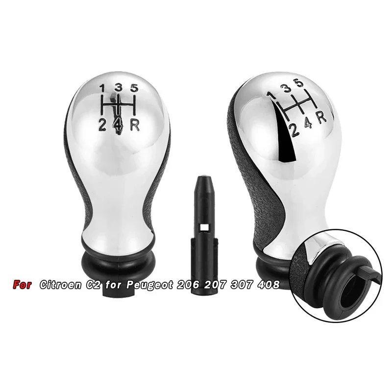 

5-Speed Electroplated Gear Shift Knob for Peugeot 206/Citroen C2 - Transmission Lever, Durable Car Modified Interior Accessory