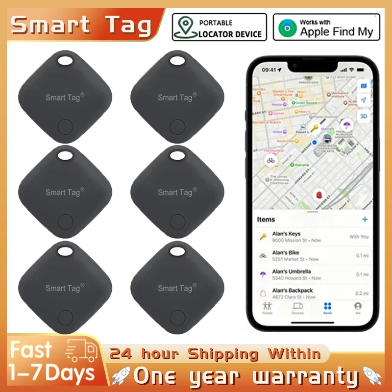 Smart GPS Tag Key Finder work with Apple Find My Global Network Smart AirTag Tracker for IOS System Item Locator for Bags Pet