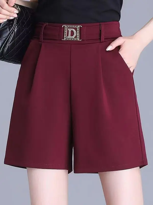 

plus Size Women's Short Pants Summer New Style Suit Loose Casual Slim Wide Leg Match All A-Line Pants High Waist Comfortable ...